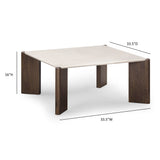 Restis 33.5" Cream Quartz Square Coffee Table - View 6