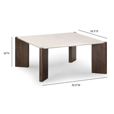 Restis 33.5" Cream Quartz Square Coffee Table - View 6