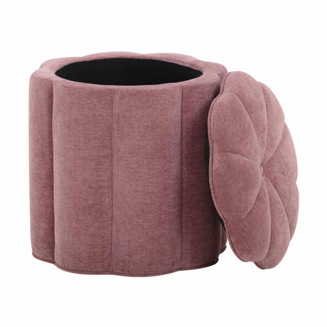 Fleur Textured Performance Velvet Storage Ottoman - View 3