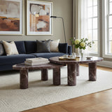 Libby 2-Piece Faux Red Levanto Marble Nesting Coffee Table Set