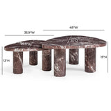 Libby 2-Piece Faux Red Levanto Marble Nesting Coffee Table Set
