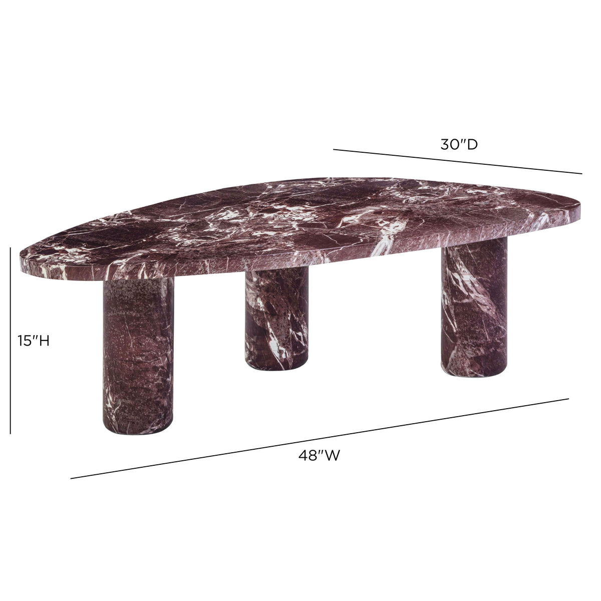 Libby Faux Red Levanto Marble Indoor/Outdoor Coffee Table (36"-48") - View 17