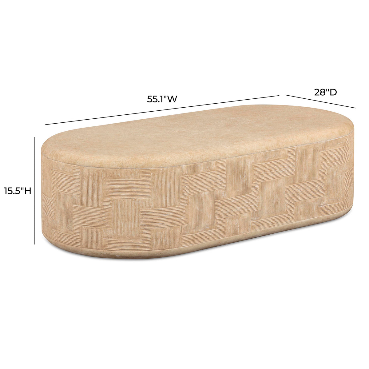 Suraya 55" Indoor/Outdoor Concrete Rounded Coffee Table - View 14