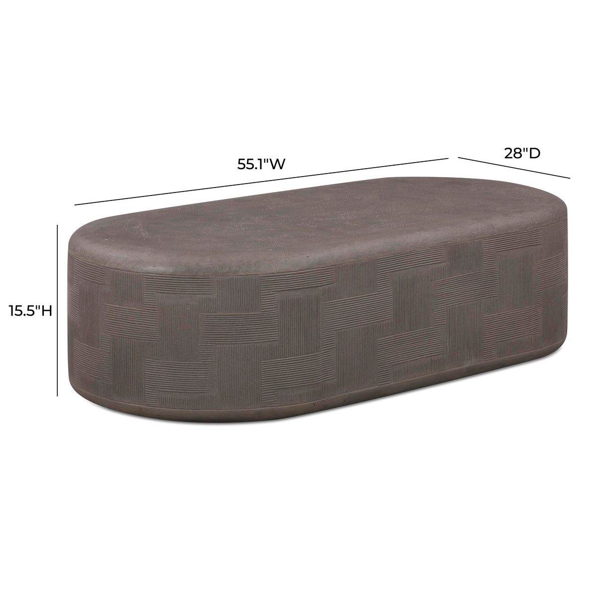 Suraya 55" Indoor/Outdoor Concrete Rounded Coffee Table - View 23