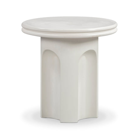 Cassandra Ivory Indoor/Outdoor Concrete Side Table - View 1