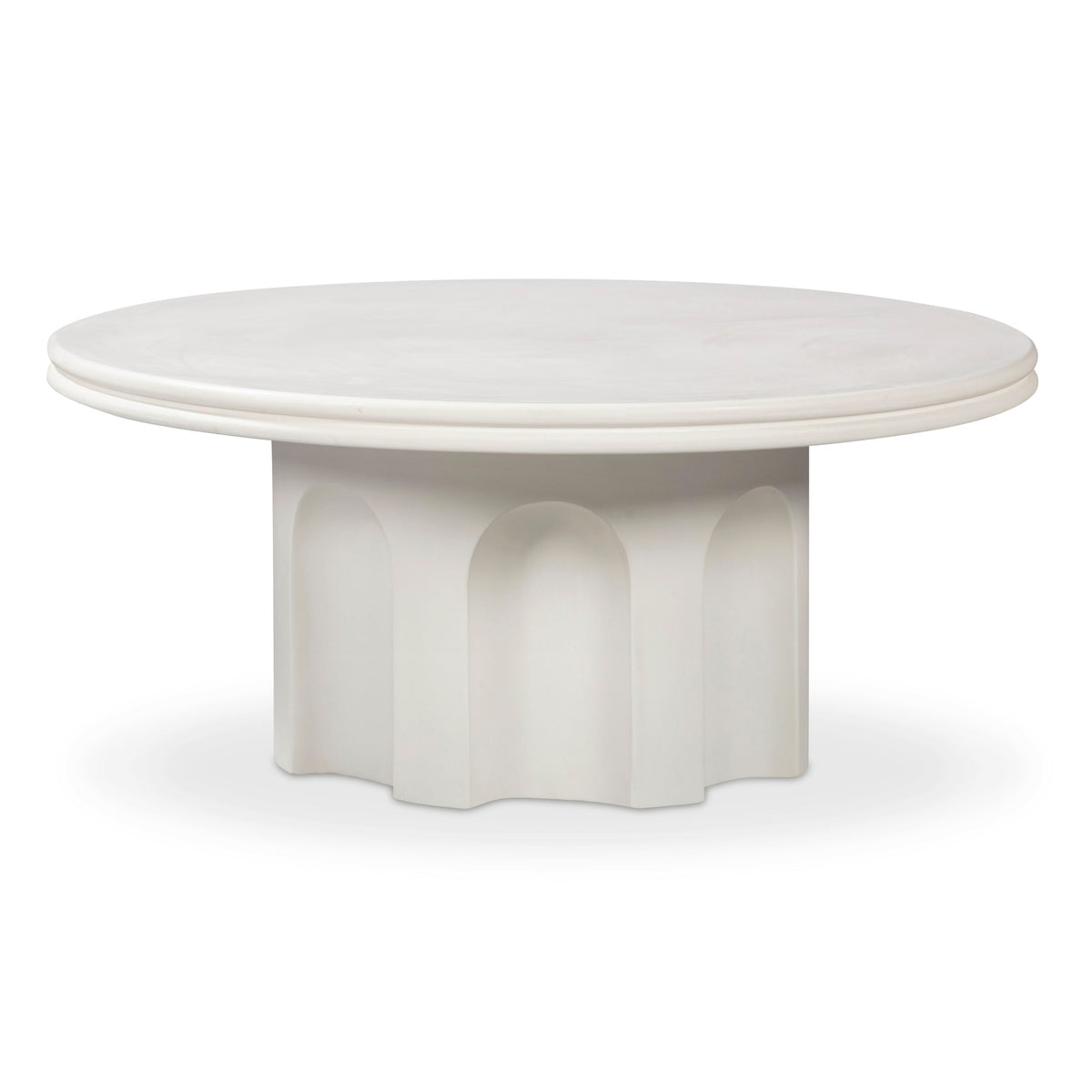 Cassandra 38" Ivory Indoor/Outdoor Concrete Round Coffee Table - View 1
