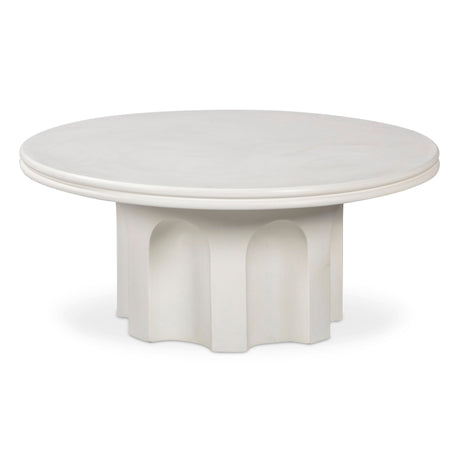 Cassandra 38" Ivory Indoor/Outdoor Concrete Round Coffee Table - View 3