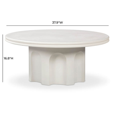 Cassandra 38" Ivory Indoor/Outdoor Concrete Round Coffee Table - View 6