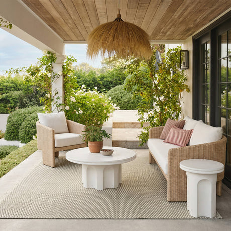 Cassandra 38" Ivory Indoor/Outdoor Concrete Round Coffee Table - View 2