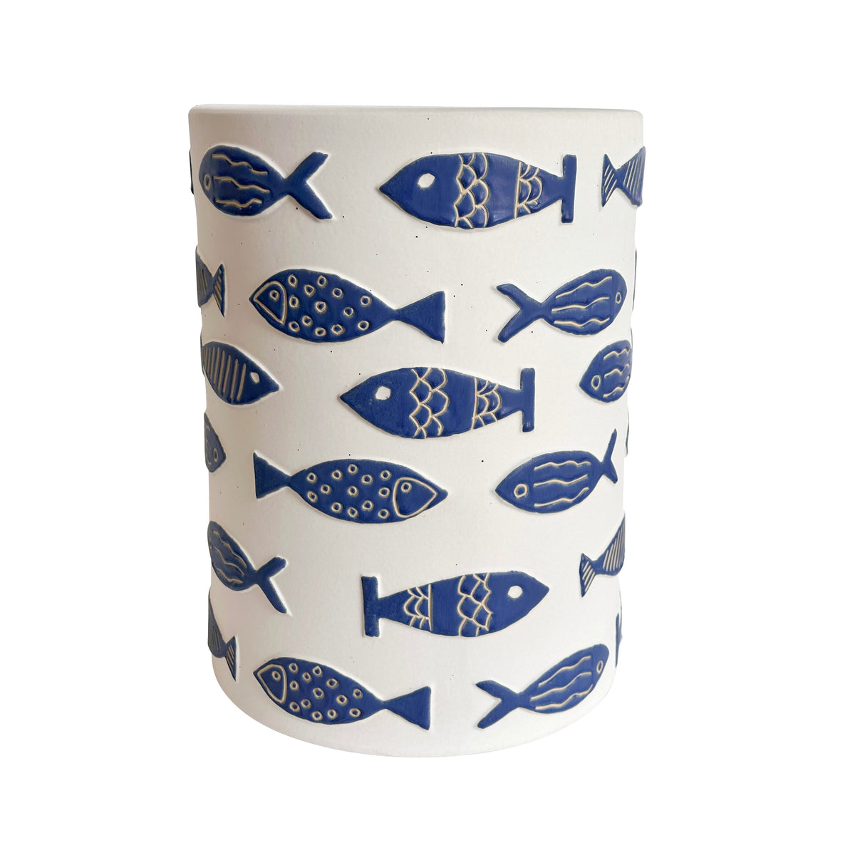 Tempest Indoor/Outdoor Ceramic Table in Blue Fish – First of a Kind