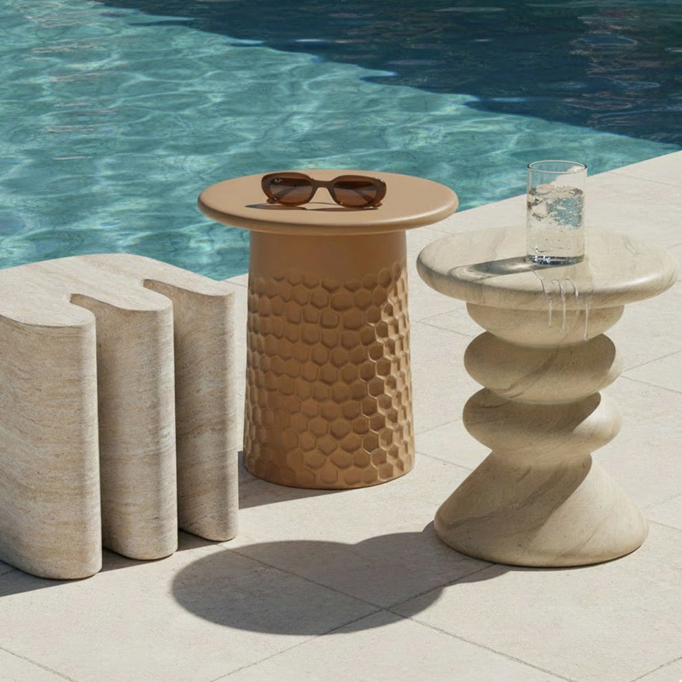 Hessa Indoor/Outdoor Concrete Chiseled Side Table