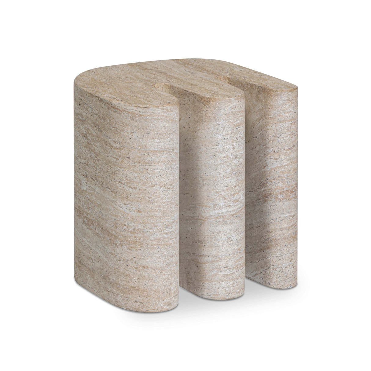 Thyme Faux Travertine Indoor/Outdoor Concrete Side Table
