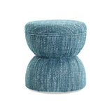 Tomlin Ruched Performance Fabric Game Ottoman in Teal top-down seat view
