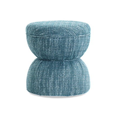 Tomlin Ruched Performance Fabric Game Ottoman in Teal top-down seat view