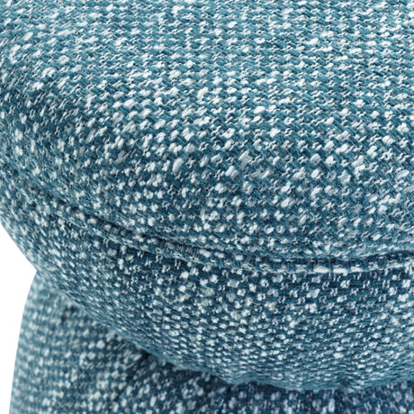 Tomlin Ruched Performance Fabric Game Ottoman in Teal detailed ruched upholstery texture