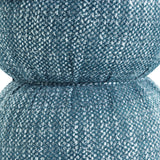 Tomlin Ruched Performance Fabric Game Ottoman in Teal styled beside a gaming table