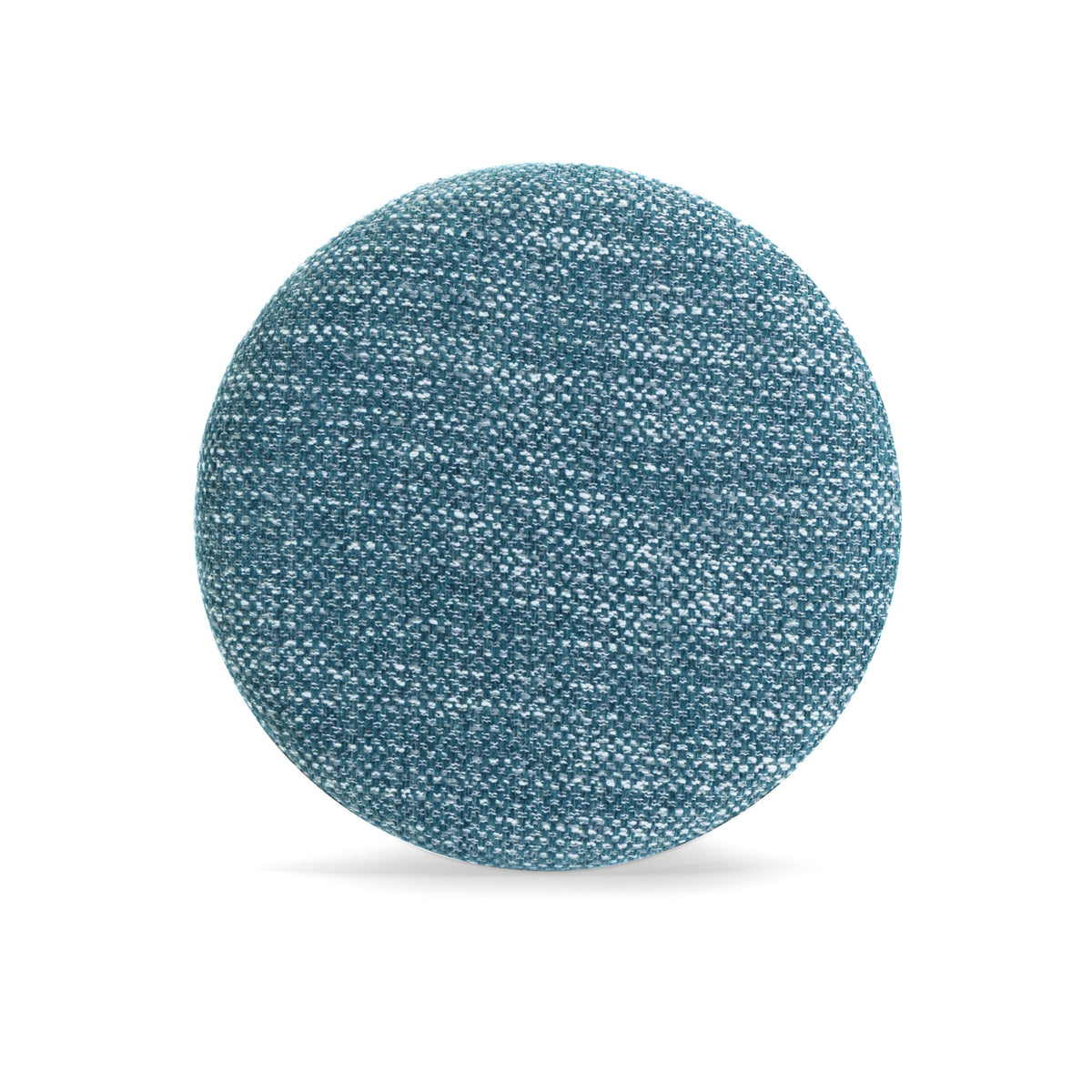 Tomlin Ruched Performance Fabric Game Ottoman in Teal living room accent setup