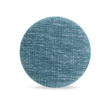 Tomlin Ruched Performance Fabric Game Ottoman in Teal living room accent setup