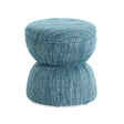 Tomlin Ruched Performance Fabric Game Ottoman in Teal side angle