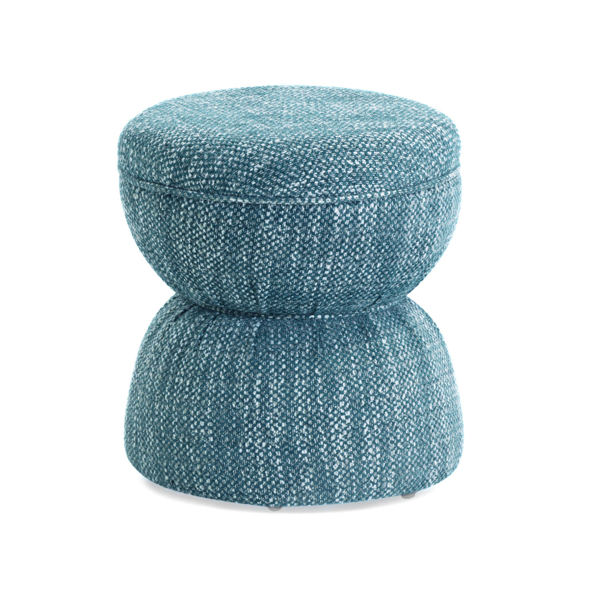 Tomlin Ruched Performance Fabric Game Ottoman in Teal front view