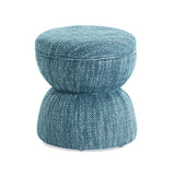 Tomlin Ruched Performance Fabric Game Ottoman in Teal front view