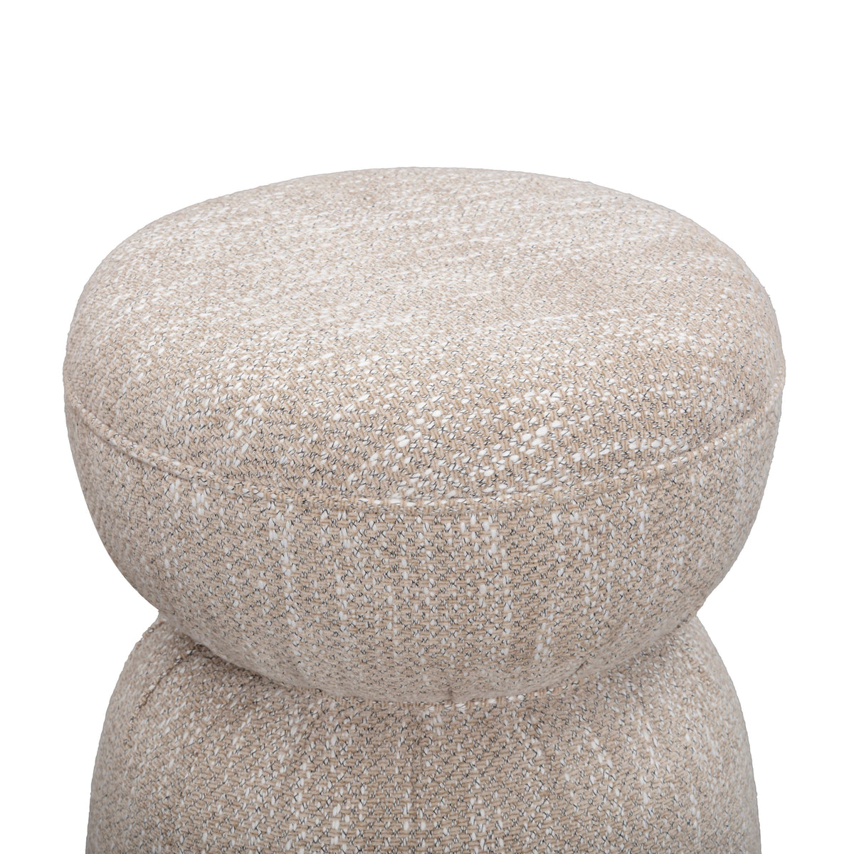 Tomlin Ruched Performance Fabric Game Ottoman in Beige close-up of ruched fabric