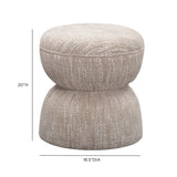 Tomlin Ruched Performance Fabric Game Ottoman in Beige styled in bright natural lighting