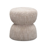 Tomlin Ruched Performance Fabric Game Ottoman in Beige three-quarter view