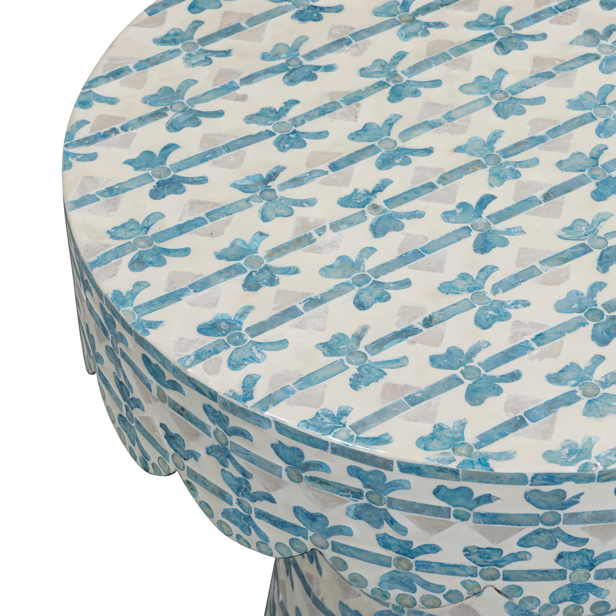 Lady Blue Ribbon Capiz Shell Round Side Table - View 4