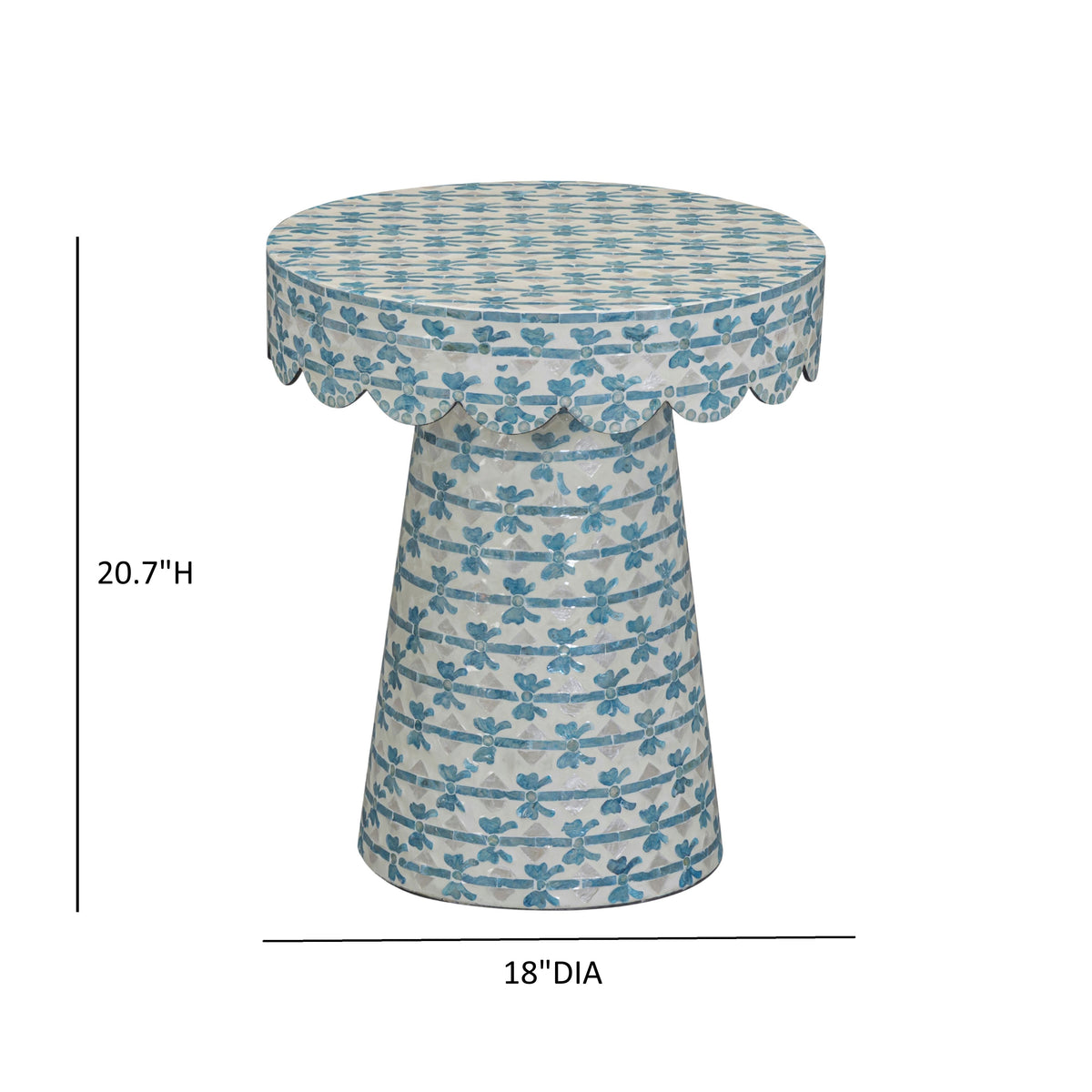 Lady Blue Ribbon Capiz Shell Round Side Table - View 6
