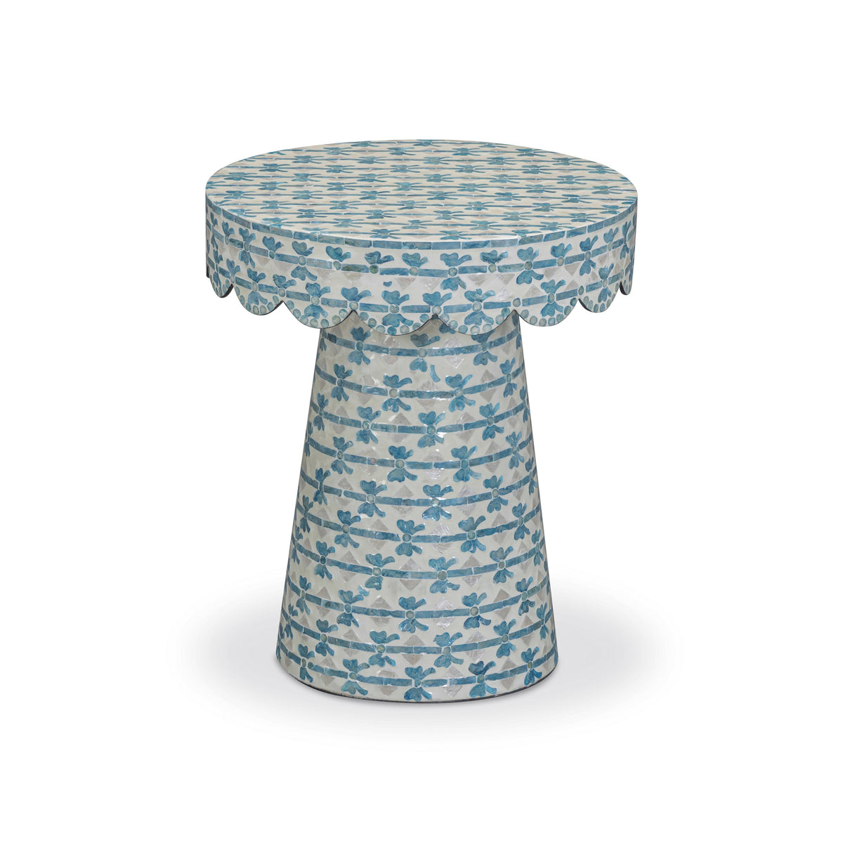 Lady Blue Ribbon Capiz Shell Round Side Table - View 1
