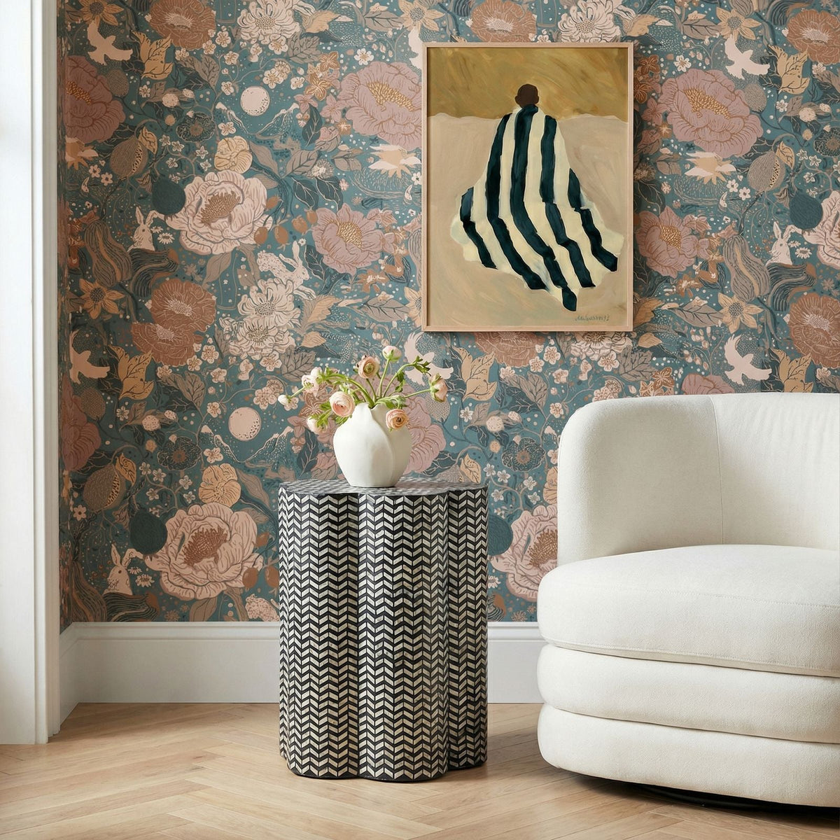 Truffle Black Mother of Pearl Shell Side Table - View 2
