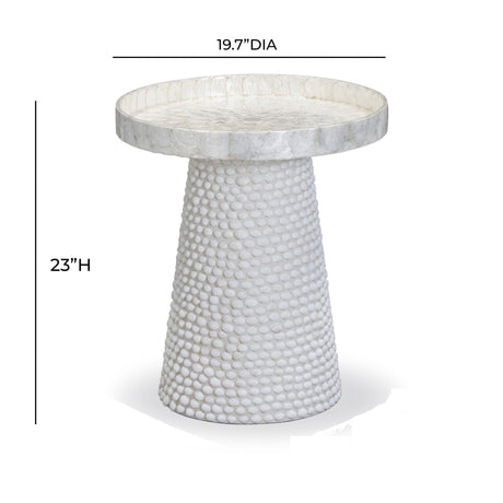 Coast Pearl White Seashell Round Side Table - View 6