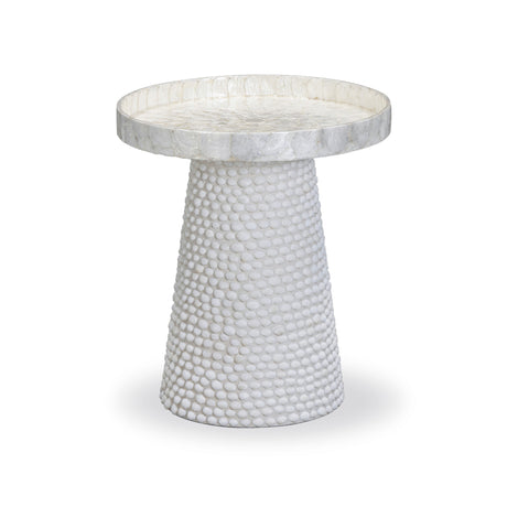 Coast Pearl White Seashell Round Side Table - View 1
