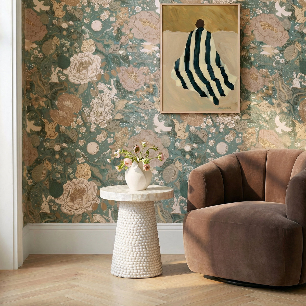 Coast Pearl White Seashell Round Side Table - View 1