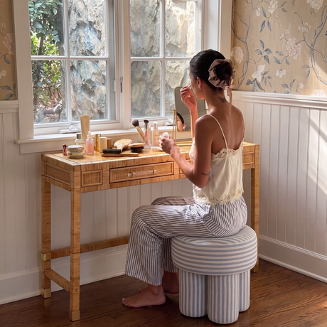 Masha Linen Accent Stool - View 3