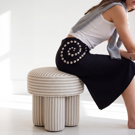 Masha Linen Accent Stool - View 10