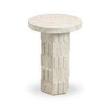 Asta Faux Travertine Indoor/Outdoor Concrete Side Table - View 3