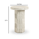 Asta Faux Travertine Indoor/Outdoor Concrete Side Table - View 7