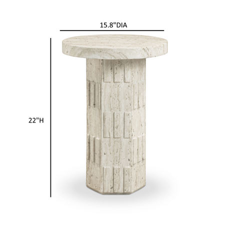 Asta Faux Travertine Indoor/Outdoor Concrete Side Table - View 7