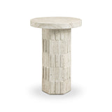 Asta Faux Travertine Indoor/Outdoor Concrete Side Table - View 1