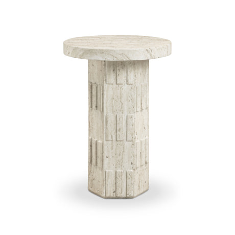 Asta Faux Travertine Indoor/Outdoor Concrete Side Table - View 1