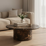 Byron 36" Dark Brown Faux Marble Indoor/Outdoor Concrete Round Coffee Table