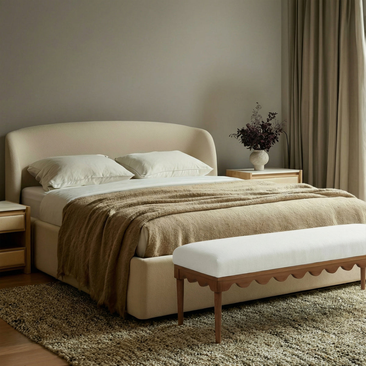 Oodle 56.5" Performance Vegan Mohair Bench - View 2