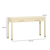 Dani 54" Cream Faux Shagreen 2-Drawer Console Table - View 9
