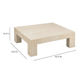 Roxanne 46" Faux Travertine Indoor/Outdoor Concrete Coffee Table - View 6