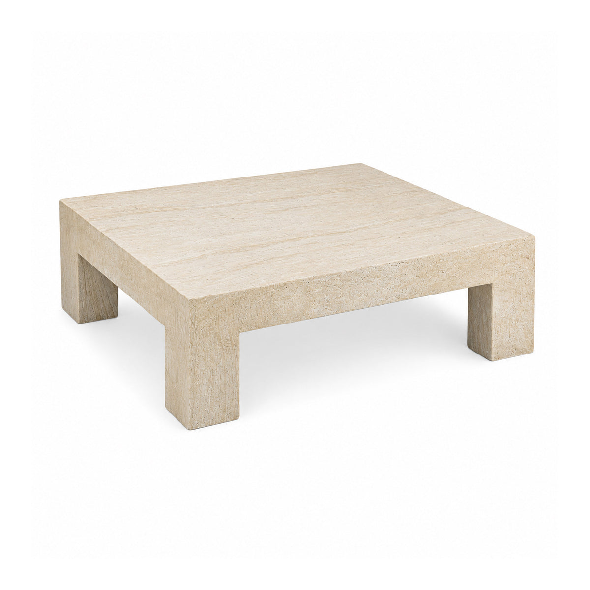 Roxanne 46" Faux Travertine Indoor/Outdoor Concrete Coffee Table - View 1