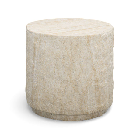Roxanne Faux Travertine Indoor/Outdoor Concrete Side Table - View 3