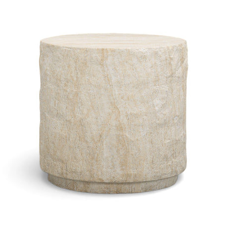 Roxanne Faux Travertine Indoor/Outdoor Concrete Side Table - View 1