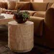 Roxanne Faux Travertine Indoor/Outdoor Concrete Side Table - View 1